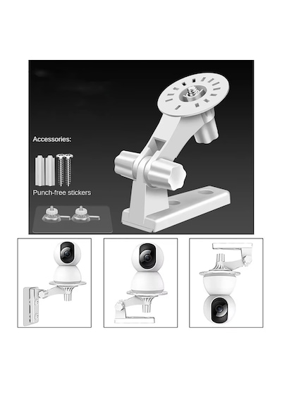 Microcase 3m Yapışkan Veya Vida Monteli 1/4 Vida Girişli 180 Derece Döner Başlıklı Kamera Bebek Kamerası Tutucu Stand Beyaz - Al5014