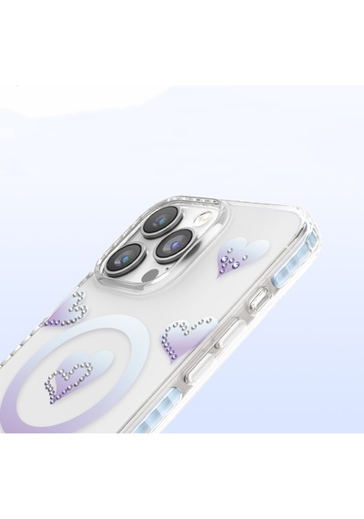 İphone 16 Pro Max Uyumlu Kılıf M-safe Şarj Özellikli Zore Paris Elvo Sert Pc Kapak Mavi