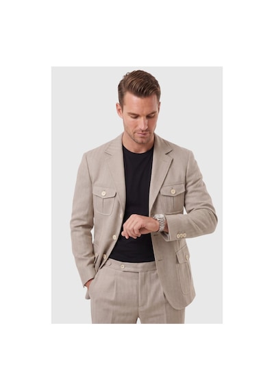 Deepsea Erkek Bej Safari Ceketli Slim Fit 2'li Takım Elbise Pileli Duble Paça Pantolon 2600723 Deepsea Erkek Bej Safari Ceketli Slim Fit 2'li Takım Elbise Pileli Duble Paça Pantolon 2600723