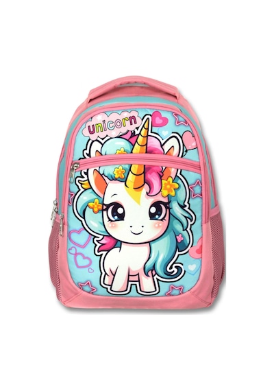 Ümit Çanta Üç Gözlü Kız Çocuk İlkokul Çantası - Bebek Unicorn - Pembe Turkuaz - 5048 Pembe - Turkuaz
