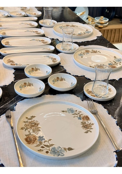 30 Parça Porselen Kahvaltı Takımı Rosella -5676 Beyaz