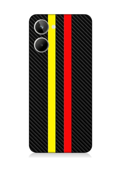 Realme 10 Uyumlu Silikon Kılıf Sarı Kırmızı Karbon Motif