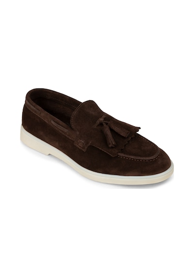 Deery Erkek Hakiki Süet Kahverengi Püsküllü Loafer - 02030mkhvc01 Kahverengi