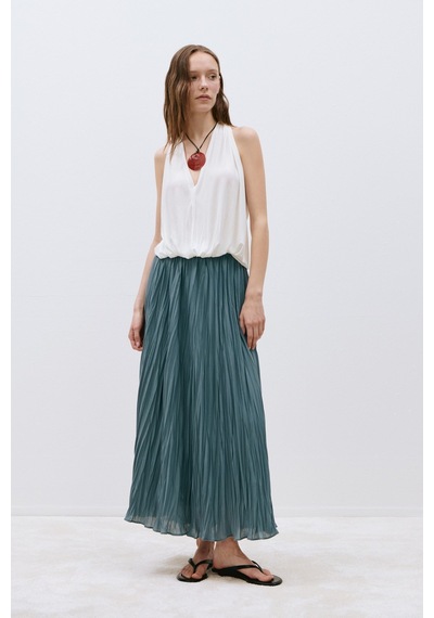 Suud Collection Ekru Nina Dökümlü Halter Top