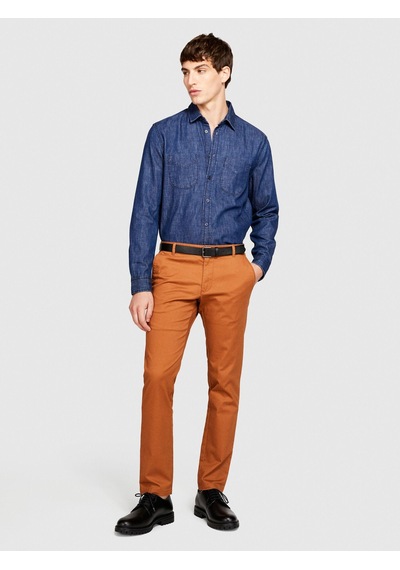 Sisley Slim Fit Vintage Efekt Chino Pantolon Erkek Kahverengi T-shirt - 323a4dm6sf02y Kahve