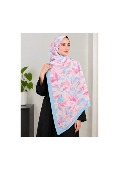 Ardün Hijab Desenli Bambu Kraş Şal Tok Duran Kadın Şal Mavi - 938080450 Mavi