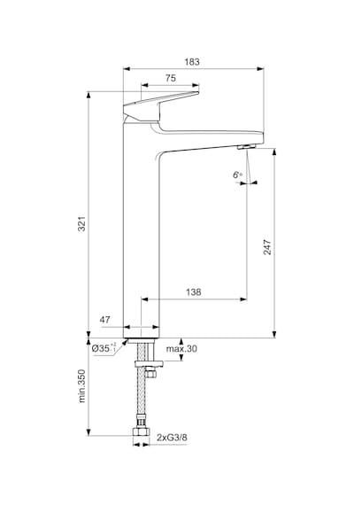 Ideal Standard Ceraplan Yüksek Lavabo Bataryası 5l/dk Sifon Kumandasız - Bd236aa Krom