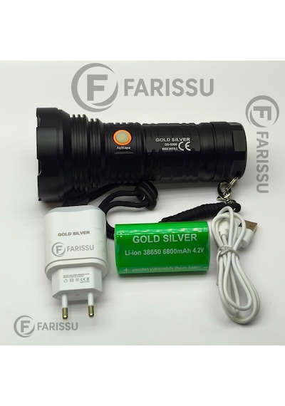 Gold Sılver Gs-5000 6800mah Bataryalı, Uzun Ömürlü, Şarjlı El Feneri Siyah