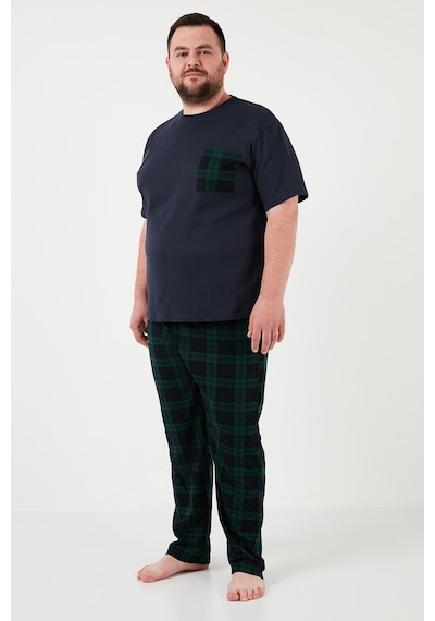 Buratti Pamuklu Regular Fit Büyük Beden Erkek Pijama Takımı 6572002B Lacivert