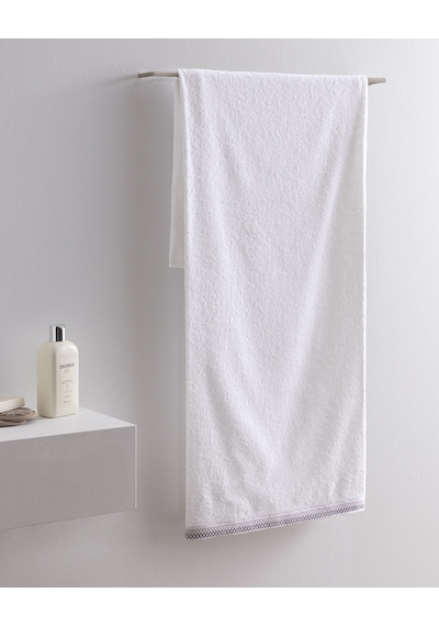 Madame Coco Topaze Pamuklu Banyo Havlusu - Beyaz/gri - 70x140 Cm 8684427297278