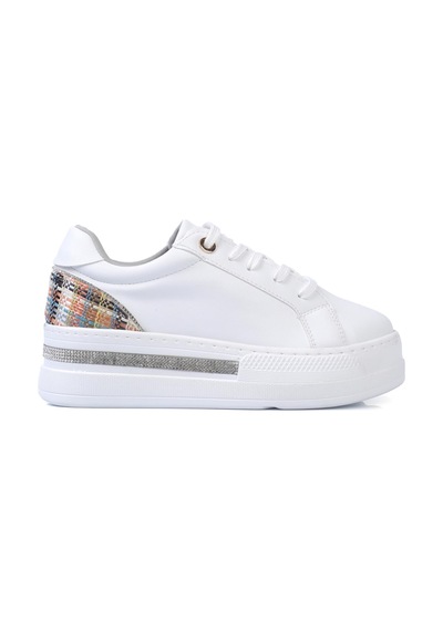 Shoetek Olala Kadın Sneakers Bağcıklı Arka Desenli Spor Ayakkabı Beyaz Deri Beyaz Shoetek Olala Kadın Sneakers Bağcıklı Arka Desenli Spor Ayakkabı Beyaz Deri Beyaz