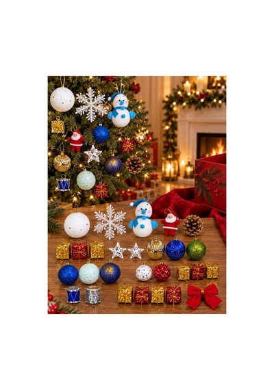 Yeni Yıla Özel 26 Parça Yılbaşı Ağacı Süs Seti Noel Dekoru Karışık Yılbaşı Aksesuarları Süsleme Seti Diğer