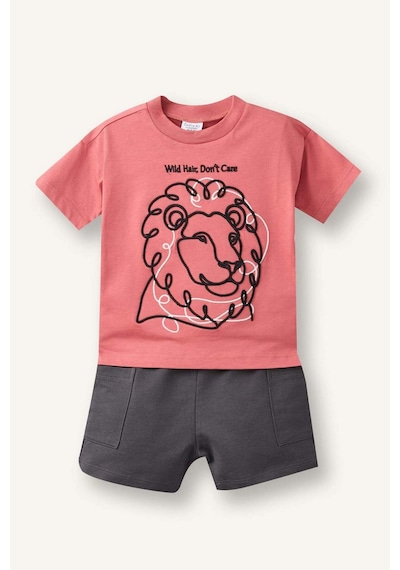 Defacto Aslan Nakışlı 2li Koyu Rose Takım Erkek Bebek H8282a526hsbr268 Bordo-br268