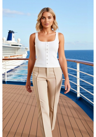 Benerly Kadın Bluz Crop Kare Yaka Kolsuz Fitted Kaşkorse Örme Çıtçıt Deta Ekru Benerly Kadın Bluz Crop Kare Yaka Kolsuz Fitted Kaşkorse Örme Çıtçıt Deta Ekru