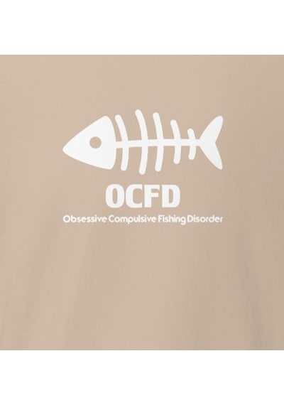 Wildstyle Ocfd Fishing Disorder Balıkçılık Esprili Kılçık Baskılı Unisex Bisiklet Yaka Pamuklu Tişört - Camel