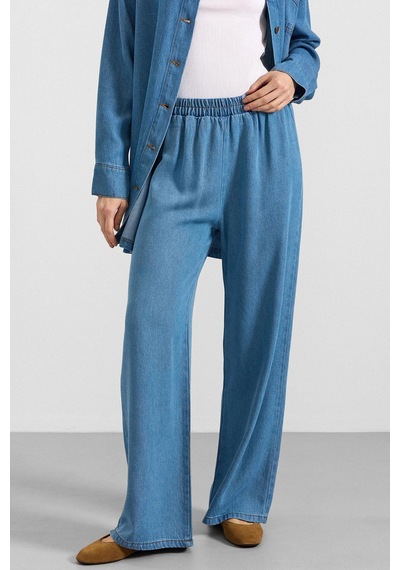 Olcay Metal Düğmeli Soft Denim Ceket Pantolon Mavi 9401-tk