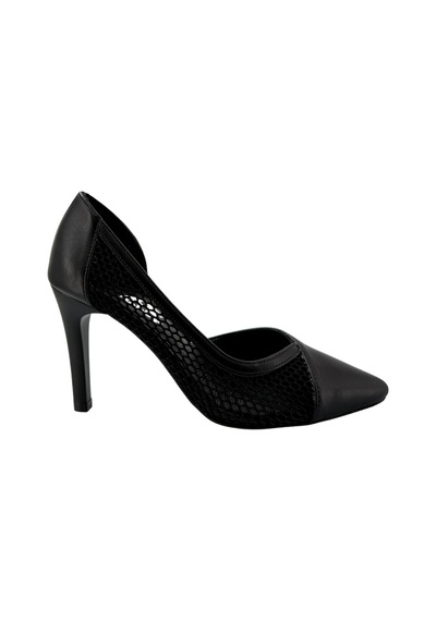 Hobby Ayakkabı Hobby 26757 Deri Stiletto Kadın Ayakkabı File Detaylı Siyah