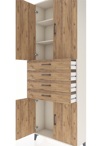 Arges Dolap 3 Raflı 4 Çekmeceli 4 Kapaklı 88x30x243 Aytaşı-çam Aytaşı