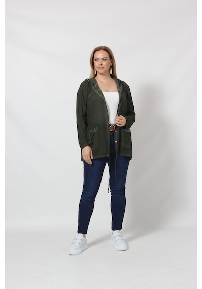 Moda Berray B027h Cebi Pullu Kapüşonlu Gömlek Haki 001