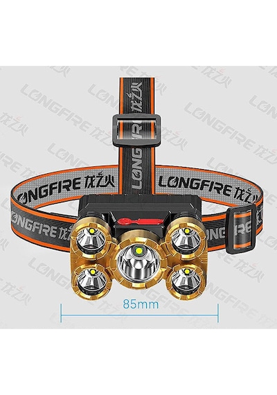Rc-51 Şarjlı 5 Led 5x T6 Cree Led 36000 Lümen Profosyonel Kafa Feneri Lambası 4 Modlu Bisiklet Diğer