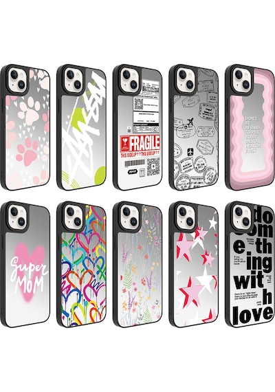 Zore Apple Uyumlu iPhone 14 Plus  Aynalı Desenli Kamera Korumalı Parlak Mirror Kılıf-süp Süper Anne
