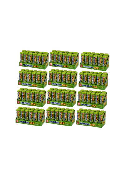Mentos Sour Yeşil Elma Aromalı Şekersiz Tatlandırıcılı Ekşi Draje Sakız 30 Gr X 12 Adet X 12 Adet-367