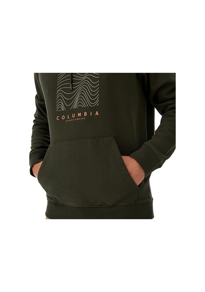 Columbia Csc Linear Drifts Erkek Kapüşonlu Sweatshirt-7524 Koyu Yeşil