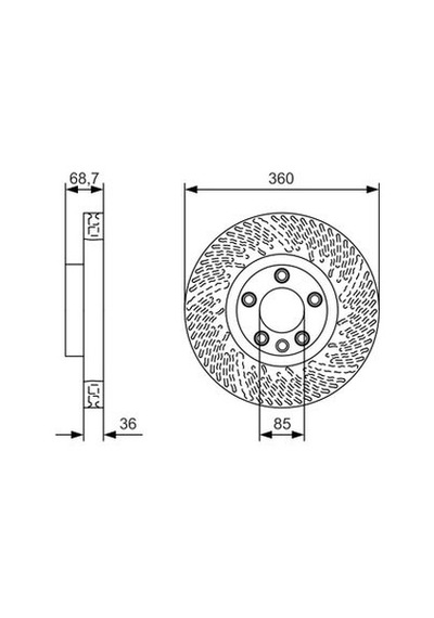 Porsche Cayenne 4.8s 2010-2014 Bosch Ön Disk 360mm 2 Adet