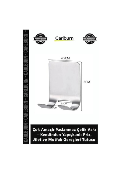 Pratik Çok Amaçlı Paslanmaz Çelik Askı Kendinden Yapışkanlı Priz Jilet Mutfak Gereçleri Tutucu