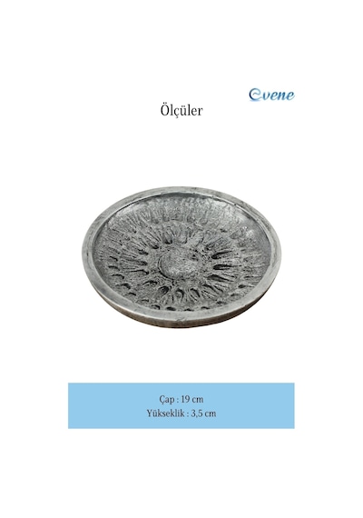 Dekoratif Kase Takı Kutusu Yüzük Kolye Kutusu Mum Tabağı Takı Organizer Model 6 - Gümüş Eskitme