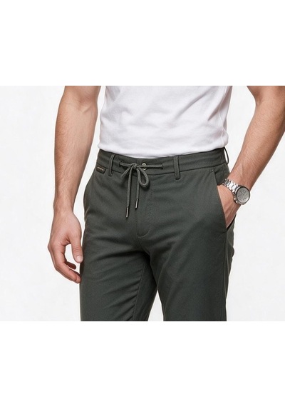 Ecer Erkek Normal Kesim Bağcıklı Kumaş Pantolon Yeşil Ecer Erkek Normal Kesim Bağcıklı Kumaş Pantolon Yeşil