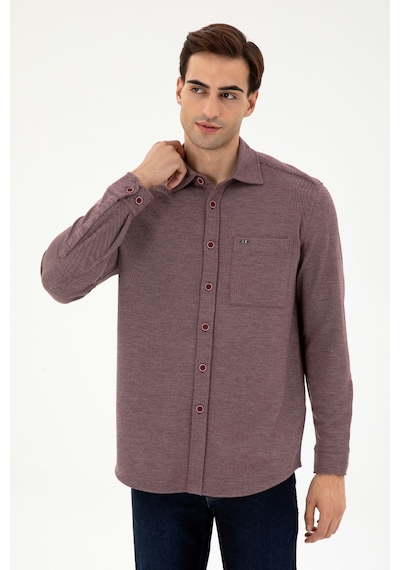 U.S. Polo Assn. Erkek Bordo Comfort Fit Cepli Örme Gömlek 50306264-VR014