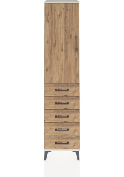 Hyperion Dolap 3 Raflı 5 Çekmeceli Tek Kapaklı 44x44x195 Aytaşı-çam Aytası