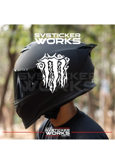 Monster Kask Sticker Tüm Kasklar Uyumlu Tek Yön 1 Adet Beyaz