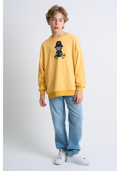 Alexandergardi Alexandergardı Baskılı Bisiklet Yaka Çocuk Sweatshirt Sarı