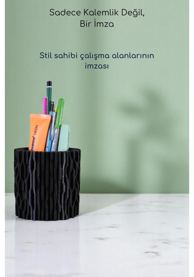 Kalemlik Masa Kalemliği Organizer Kalemlik Siyah Renk Model 78 Çok Renkli