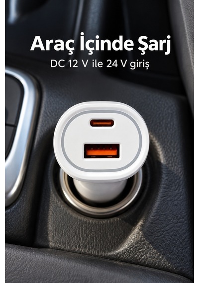 Tek Type C Ve Usb A Çift Çıkışlı Araç Şarj Aleti Najmaddin Diğer