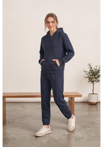 Moibody Kadın 3 İplik Şardonlu Eşofman Takımı Premium Kapüşonlu Sweatshirt Ve Jogger Alt Laci Lacivert Lacivert Moibody Kadın 3 İplik Şardonlu Eşofman Takımı Premium Kapüşonlu Sweatshirt Ve Jogger Alt Laci Lacivert Lacivert
