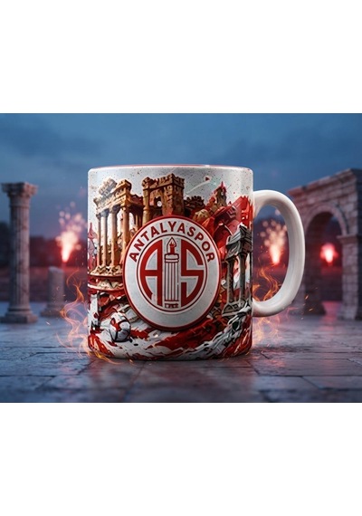 Antalyaspor Tasarımlı Kupa Bardak Taraftara Özel Futbol Kupası Beyaz