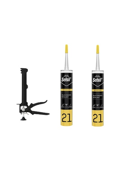 Beyaz Boyanabilir Silikonize Mastik Silikon Tabanca Seti 500gr X 2 Adet Silikon Ve Tabancası Seti