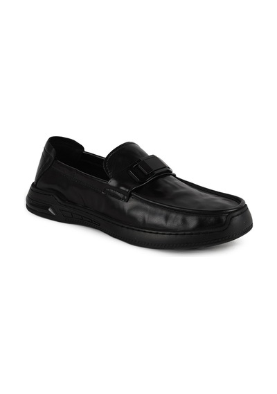 Guja Erkek Ayakkabı 590-2 Kahverengi Metal Tokalı Spor Taban Rahat Günlük Slip-on Loafer Siyah