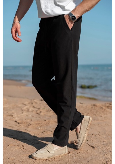 Madmext Siyah Beli Lastikli Relaxed Fit Jakarlı Erkek Pantolon E6593