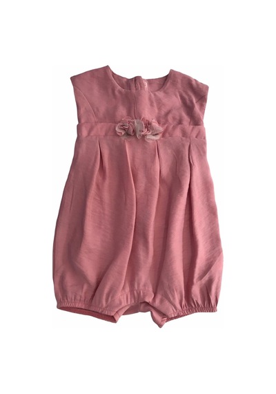 Babydoll Tulum Pembe Çiçekli Gül - Pudra