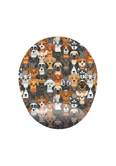 Köpekler Şirin Kafalar Köpek Görselli - Bilek Destekli Oval - Köpekli Mousepad