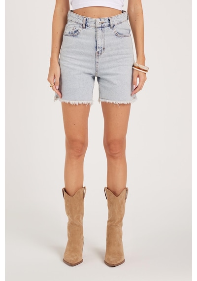 Tudors Kadın Regular Fit Klasik Kesim Pamuklu Açık Mavi Jean Kot Şort-39916 Açık Mavi