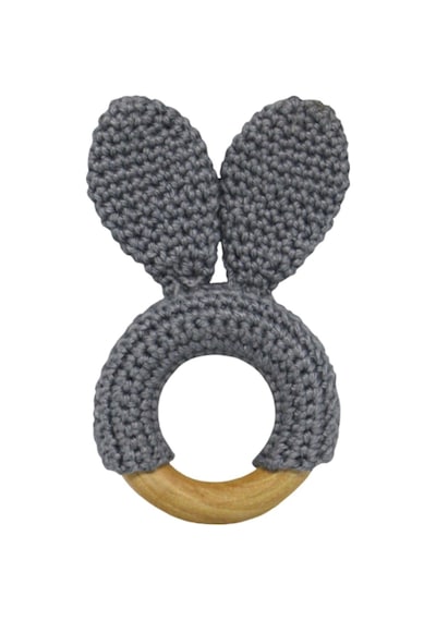 Organik Amigurumi Koyu Gri Mini Bunny Diş Kaıyıcı Koyu Gr Gri
