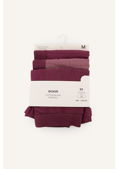 Defacto Regular Fit Çizgili Dokulu Beli Lastikli Pamuklu 3lü Boxer I4021ax26aupr102 Mor-pr102