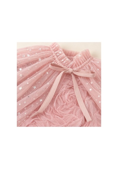 Ministok Shine Rose Pelerinli Kız Çocuk Özel Gün Elbisesi Pembe