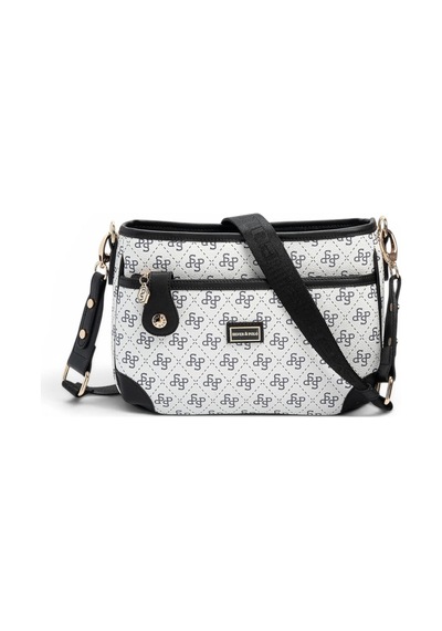 Silver & Polo Silver Polo Beyaz - Siyah Monogram Kadın Çapraz Çanta Sp1160