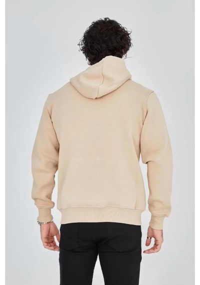 Butik İstanbul Unisex Tam Fermuarlı Kapşonlu Sweatshirt - Bej